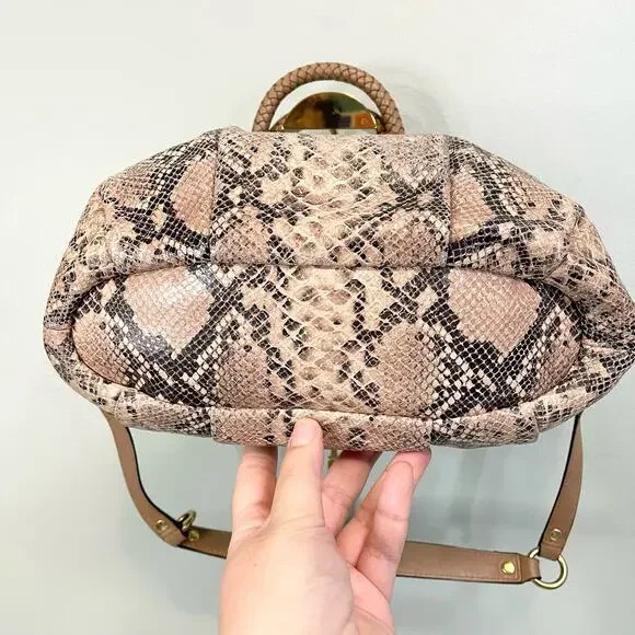 Coach Madison Tan Brown Leather Snakeskin Embossed Python Sophia Satchel Bag - Picture 7 of 9